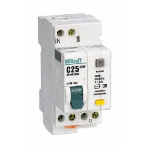 Автоматический выключатель дифференциального тока (АВДТ) С25А 30ма 1п+Н тип AC DEKraft