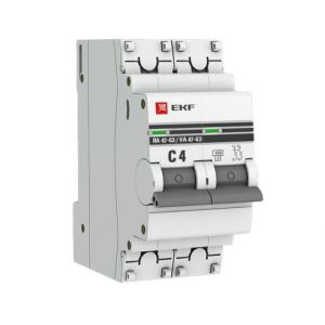 Выключатель автоматический 2P 4А (C) 4,5kA ВА 47-63 EKF