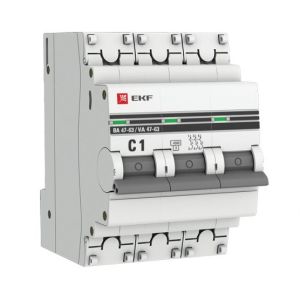 Выключатель автоматический 3P 1А (C) 4,5kA ВА 47-63 EKF