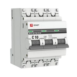 Выключатель автоматический 3P 10А (C) 4,5kA ВА 47-63 EKF