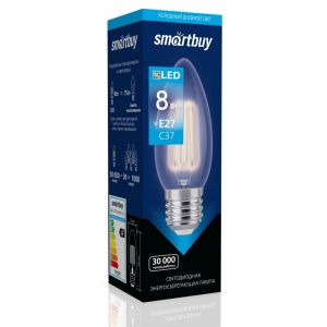 Лампа светодиодная FIL C37-8W/6000/E27 Smartbuy