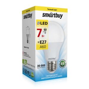 Лампа светодиодная A60-07W/3000/E27 Smartbuy