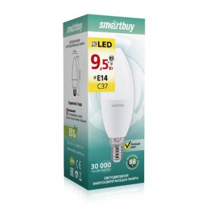 Лампа светодиодная C37-9,5W/3000/Е14 Smartbuy