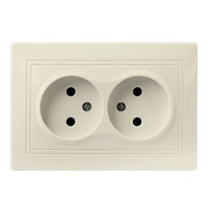Розетка 2-местная без заземления 10А бежевая «Венера»