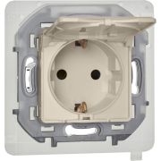 Розетка 1-местная с/з с крышкой IP44 слоновая кость INSPIRIA