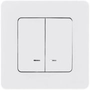 Выключатель 2-клавишный c подсветкой белый INSPIRIA