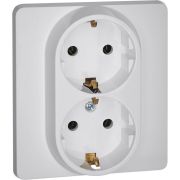 Розетка 2-местная с/з белая INSPIRIA