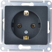 Розетка 1-местная с заземлением антрацит Glossa Schneider