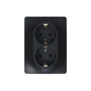 Розетка 2-местная с рамкой с заземлением антрацит Glossa Schneider