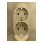 Розетка 2-местная с рамкой с заземлением титан Glossa Schneider