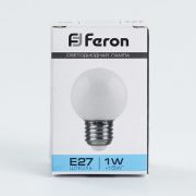 Лампа светодиодная 1W, Е27, 6400K, G45, LB-37, Feron