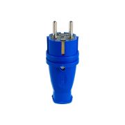 Вилка прямая каучуковая синяя с/з IP44 16A 250V Rubber Blue