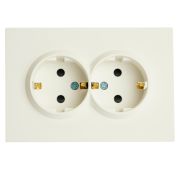 Розетка 2-я c/з с защитной шторкой RST16-5114-01 16А белый Эмили