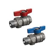 Кран Giacomini шаровый с отводом 3/4«F*3/4»M(ручка-бабочка синяя)