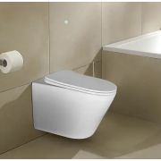 Унитаз подвесной Azario Atrio 490x365x360 безободковый, с сиденьем микролифт, белый