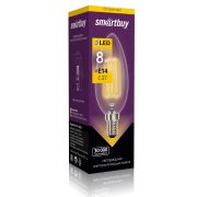Лампа светодиодная FIL C37-8W/3000/E14 Smartbuy