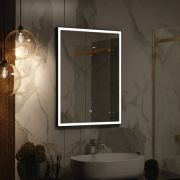 Зеркало Континент Frame Black LED c подсветкой,алюм.профиль