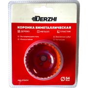 Коронка биметаллическая, кольцевая по металлу, сталь, 54мм, DERZHI