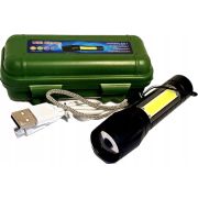 Фонарь аккум. светодиодный, USB-зарядка, мет.корпус