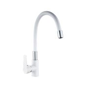 Смеситель для кухни с гибким силиконовым изливом VALFEX Estreya White