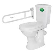 Унитаз-компакт «Персона» Стандарт (с откидным окрашенным поручнем) подвод воды нижний, косой выпуск