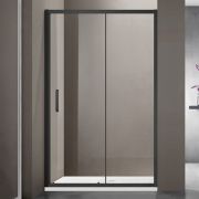 Душевое ограждение SANTREK AQUA Iris- DF-1400-C-Matt Black 1400*1850 Прямое стекло Прозр 6мм, профиль Чёрный