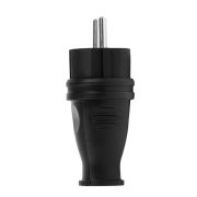 Вилка прямая каучуковая 250В, с/з, 16A, IP44 черная