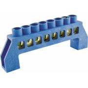 Шина нулевая 6*9мм 8 отверстий 6х9  синий корпус DIN-изоляторе Техэнерго