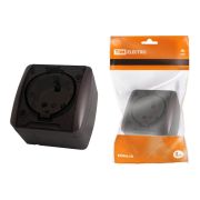 Розетка 1-я с/з с крышкой наружная IP44 10A шоколад «Селигер» ТДМ