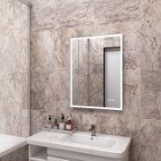 Зеркало Frame White LED 80*100 нейтрал.свет,часы+подогр