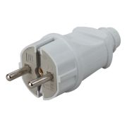 Вилка прямая с заземлением белая 16А 250В ЭРА