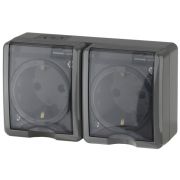 Розетка 2-я с/з IP54,  серая 11-2404-03  ЭРА