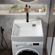 Раковина Stella 60 из литьевого мрамора над стиральной машиной