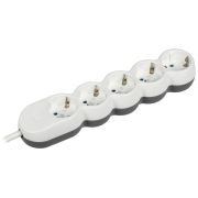 Удлинитель белый 5 гнезд 5 метра ИЭК с/з ПВС 3х1,5