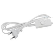 Шнур для бра 2x0.5мм2 1,8м с выкл белый 2,5A ЭРА