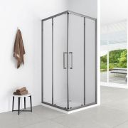 Душевое ограждение Loranto 120x80x190 раздвижная дверь,прозрачное стекло 6 мм, профиль серый матовый